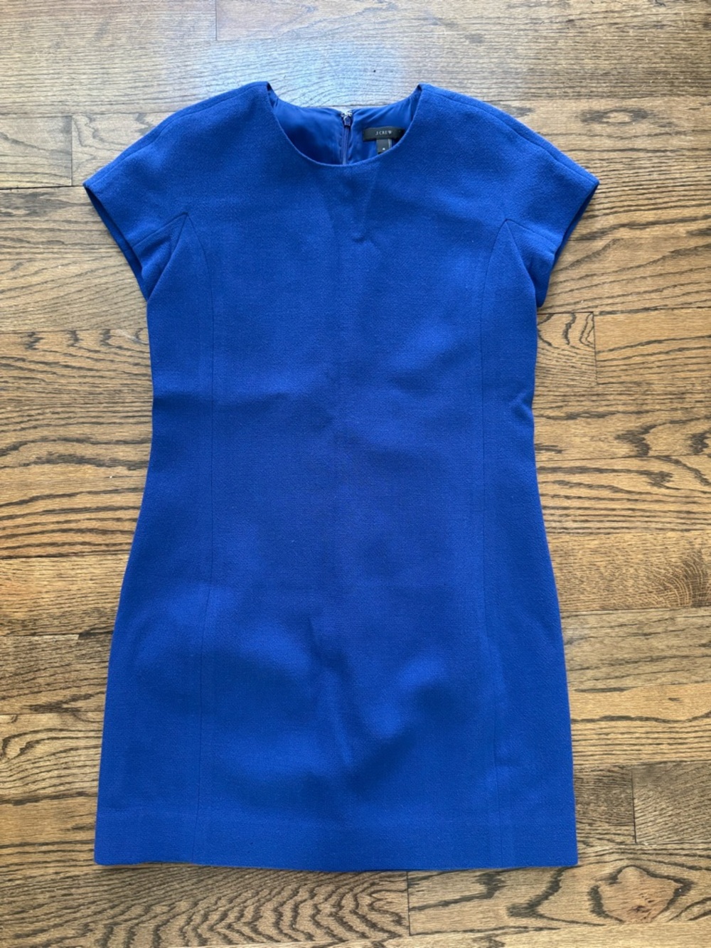 J.Crew Blue Wool Sheath Dress Size 4 Cap Sleeve Tailored Work Dres